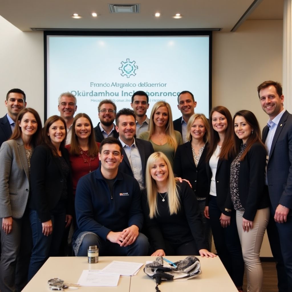 Equipo FinanzArg celebrando logros oficina