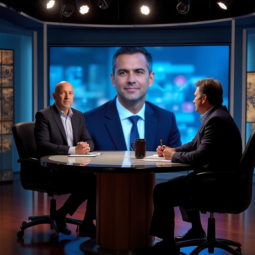 Entrevista televisiva con experto financiero